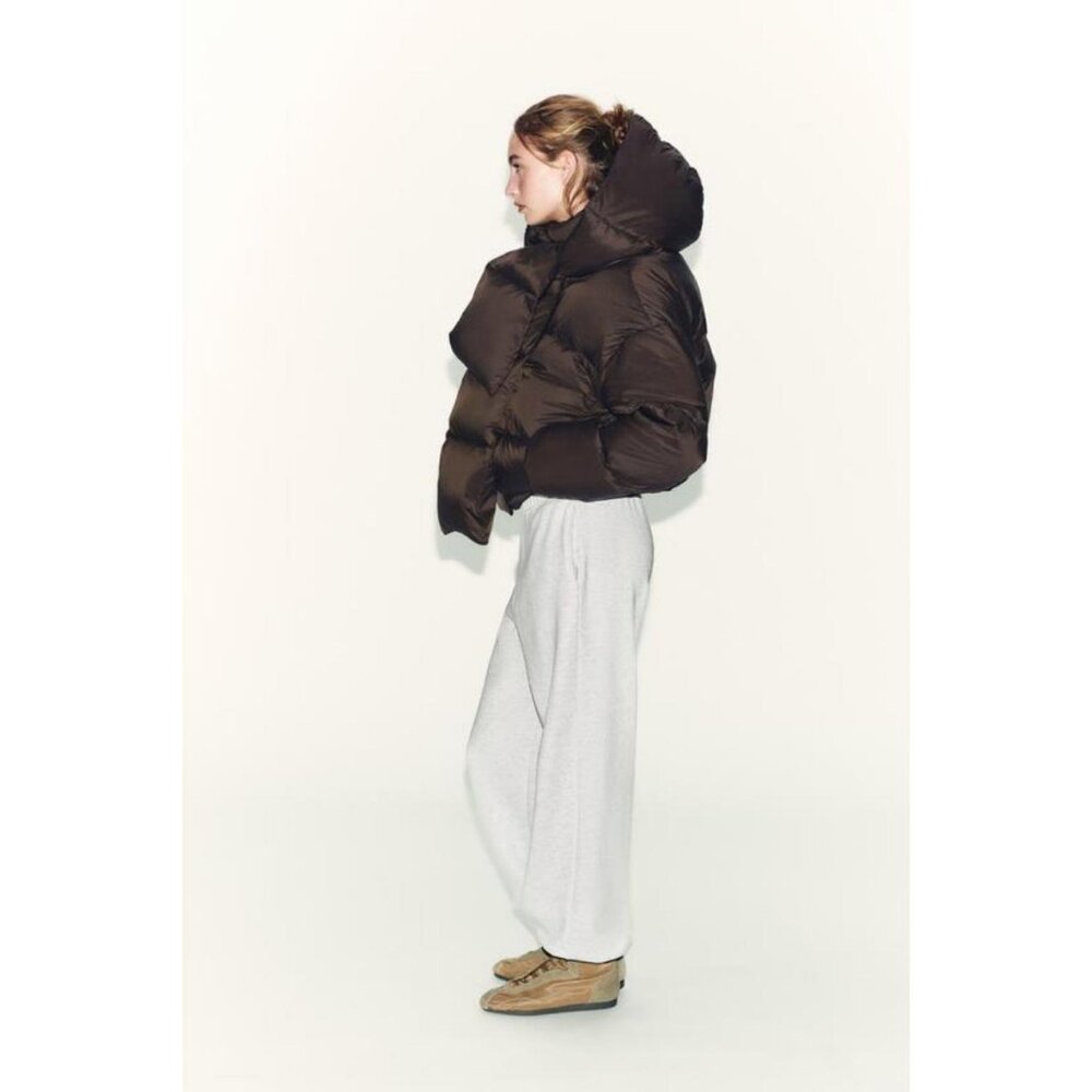 ZARA WATER REPELLENT WINDPROOF DOWN PUFFER COAT WITH HOODIE - Picture 5 of 11